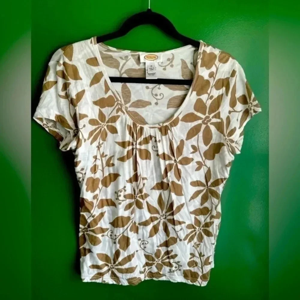 CLEARANCE! Women’s Talbots Tshirt Brown White Floral Size M Medium EUC